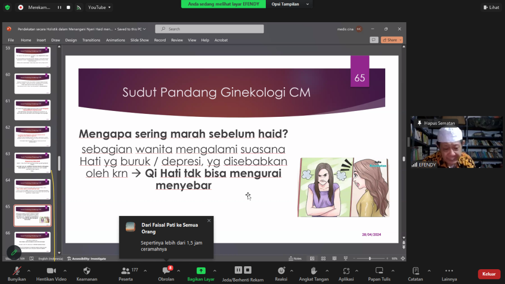 Webinar Mengatasi Nyeri Haid dengan Pendekatan Holistik Menurut Perspektif Medis China: Sukses Menarik Minat Peserta